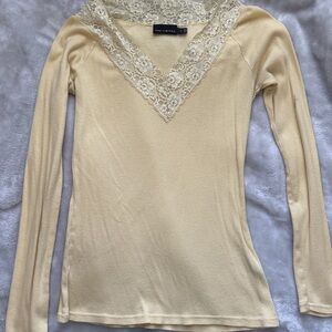 THE LIMITED | lace top long sleeve coquette yellow